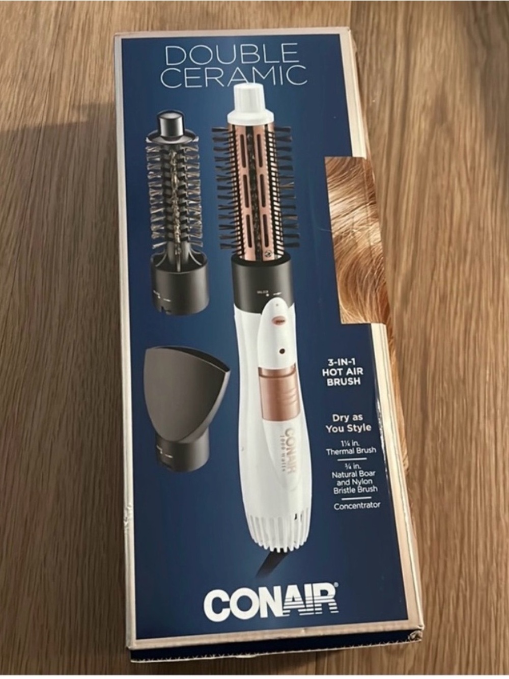 Conair 3-in-1 Hot Air Brush - White and Rose Gold